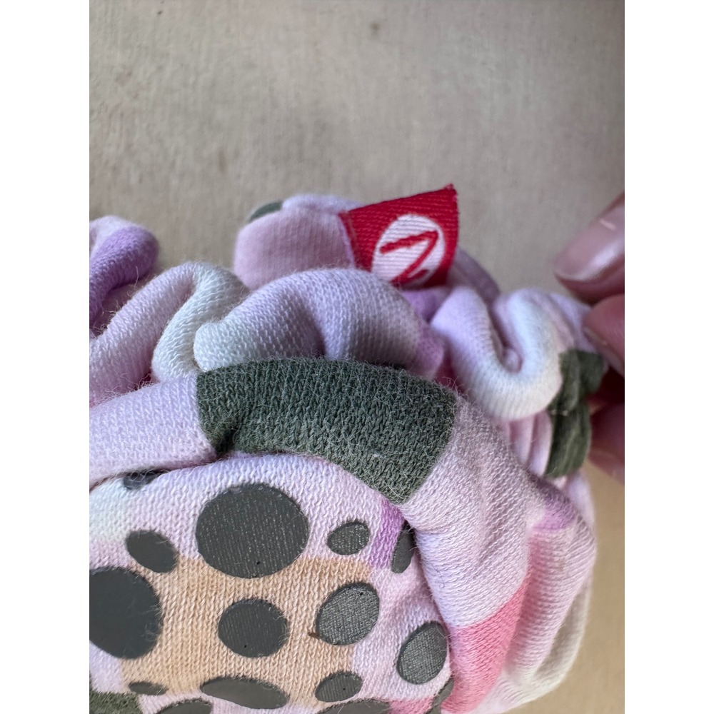 Zutano Pink Purple Checkered Organic Cotton Baby Booties Gripper Soles 18M - Picture 3 of 6
